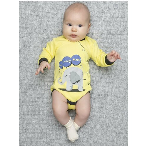 фото Боди осьминожка детское, на кнопках, размер 86, мультиколор, желтый