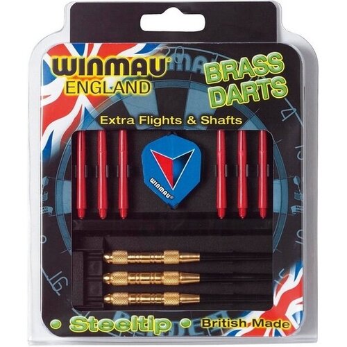 дротики 26gr winmau cyclone steeltip с подвижной иглой запасной комплект игл в комплекте Набор из дротиков Winmau Brass steeltip 23gr и аксессуаров