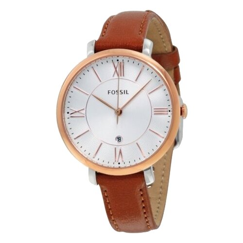 blade belair 3618g1ubo tt pvd rose ss case brown leather men s watch Наручные часы FOSSIL Jacqueline ES3842, коричневый, белый