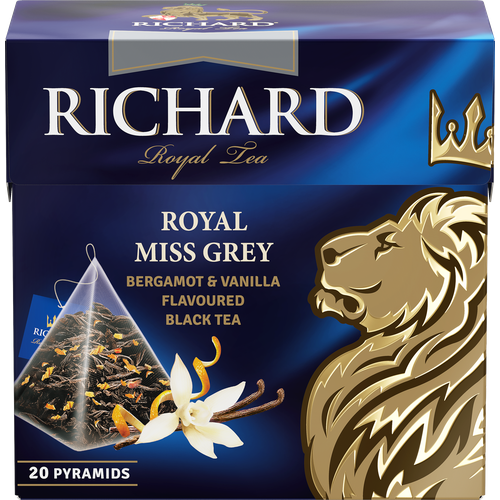 Чай черный Richard Royal Miss Grey в пирамидках, бергамот, ваниль, апельсин, 20 пак.