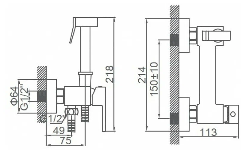 L5398-7 Гигиенический смеситель с лейкой Хром - фотография № 7