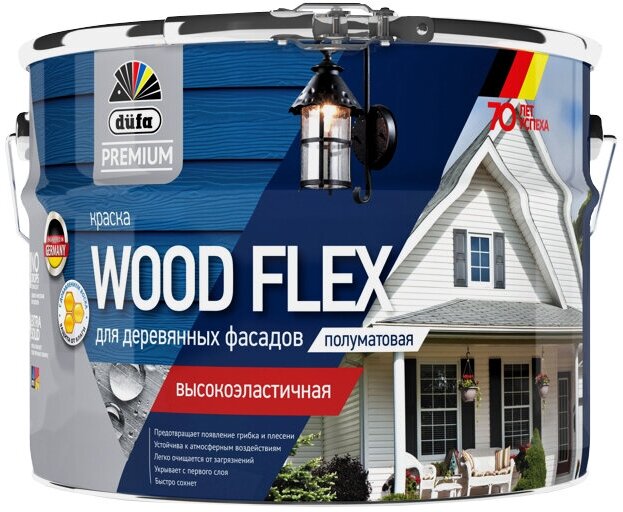 Краска в/д фасадная DUFA Premium Wood Flex для дерева база 3 2,2л бесцветная, арт. МП00-007343