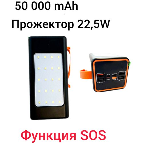 Power Bank Premium / 50000 mAh / Ультра мощный Повербанк для телефона и ноутбука / Внешний аккумулятор с быстрой зарядкой /Зарядное устройство