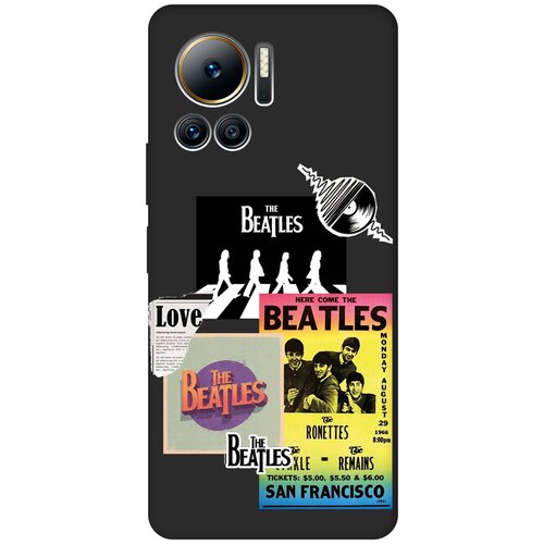 Матовый чехол Beatles Stickers для Infinix Note 12 VIP / Инфиникс Нот 12 ВИП с 3D эффектом черный матовый чехол kickboxing w для infinix note 12 vip инфиникс нот 12 вип с 3d эффектом черный