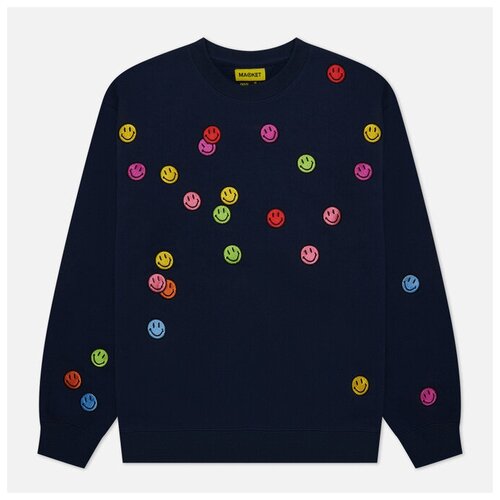 фото Мужская толстовка market smiley contemporary art market crew neck синий , размер l