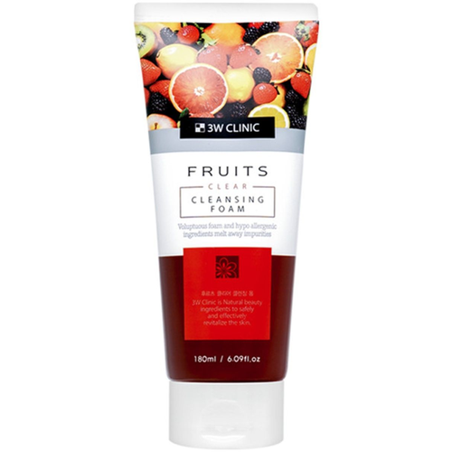 Очищающая пенка для умывания с фруктовыми экстрактами 3w Clinic Fruits Clear Cleansing Foam180ml 3w clinic глубокоочищающая пенка для сужения пор charcoal cleansing foam