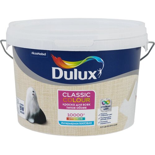 Краска для обоев Dulux Classic Colour база BW 2.5 л краска для обоев dulux classic colour база bw 2 5 л