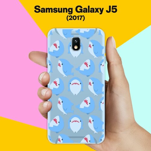 силиконовый чехол сине красные кости на samsung galaxy j5 2017 самсунг джей 5 2017 Силиконовый чехол на Samsung Galaxy J5 (2017) Акулы / для Самсунг Галакси Джей 5 2017