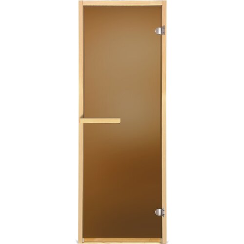 Дверь из стекла /для бани/сауны/деревянная 1,9х0,68 м, бронза матовая, 6 мм, короб из лиственных пород, 2 петли, прав. откр. 