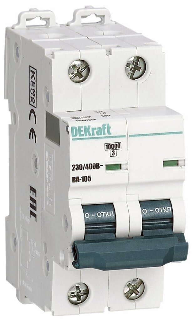 Автоматический выключатель DEKraft ВА-105 2P 50А характеристика C
