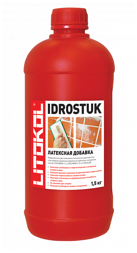 Litokol Idrostuk- м -латексная добавка для затирок 1,5kg can 112020003 . - фотография № 3