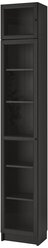 BILLY билли/OXBERG оксберг шкаф книжный со стеклянной дверью 40x30x237 см черно-коричневый/стекло