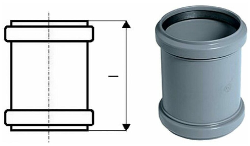 Муфта надвижная для внутренней канализации Ostendorf 115500 Ду 110мм полипропилен (серый) - фотография № 2