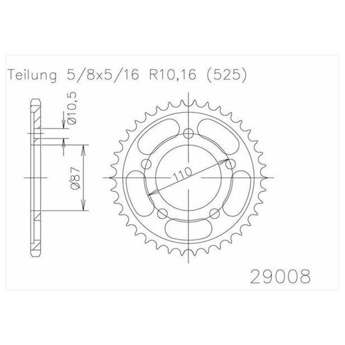 Звезда ведомая ESJOT 50-29008 44 зуба, кросс JTR807.44