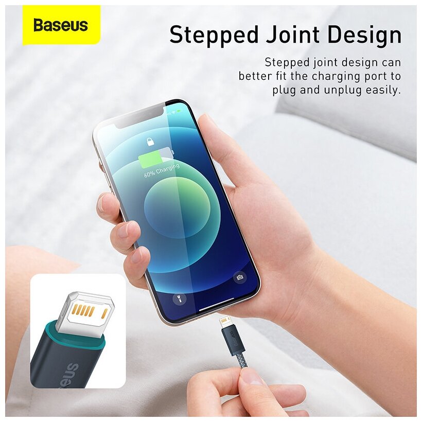 Кабель Baseus Dynamic Series Fast Charging Data Cable USB - Lightning 2.4A 1m Blue CALD000403 - фото №11