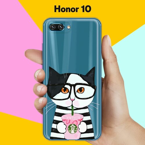 силиконовый чехол кот в шапке на honor 10 Силиконовый чехол Кот в очках на Honor 10