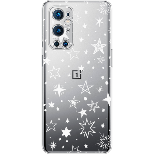 Силиконовый чехол на OnePlus 9 Pro / ВанПлас 9 Про Звездочки графика белая, прозрачный