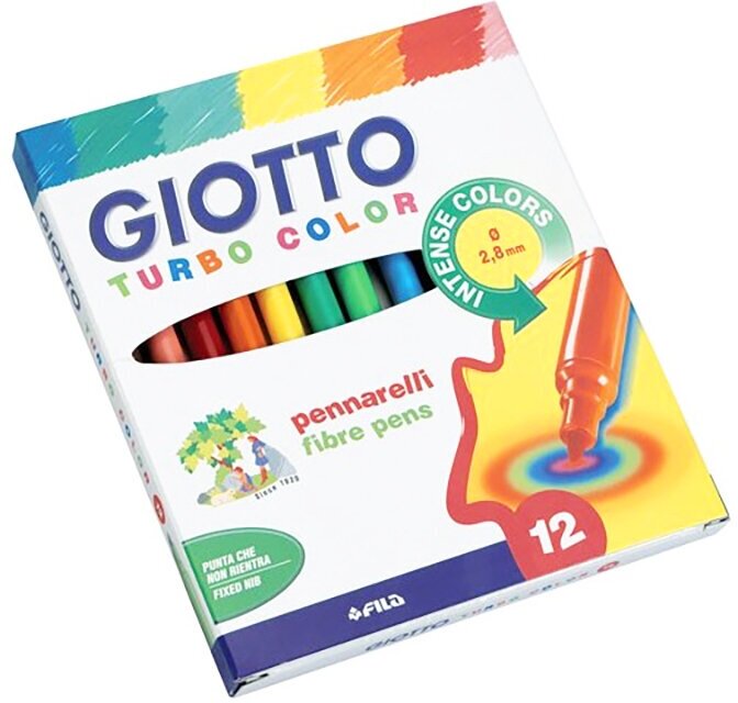 Набор фломастеров цветных Giotto Turbo Color, 2.8 мм, картонная коробка 12 цветов