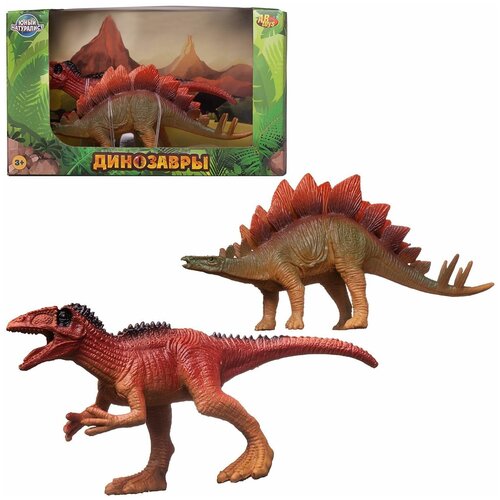 игровой набор фигурок abtoys юный натуралист динозавры стегозавр против аллозавра 1 набор Игровой набор фигурок, ABtoys, Юный натуралист. Динозавры: Стегозавр против Аллозавра, 1 набор