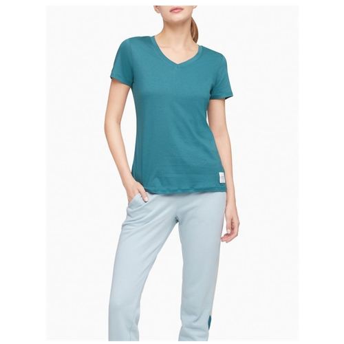 Футболка Calvin Klein M сине-зеленая с V-образным вырезом Performance Logo Patch V-neck T-shirt