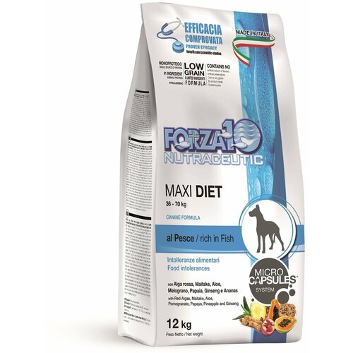 Полнорационный сухой диетический корм для собак крупных пород Forza 10 Max Diet pesce 12 kg из рыбы 12 кг