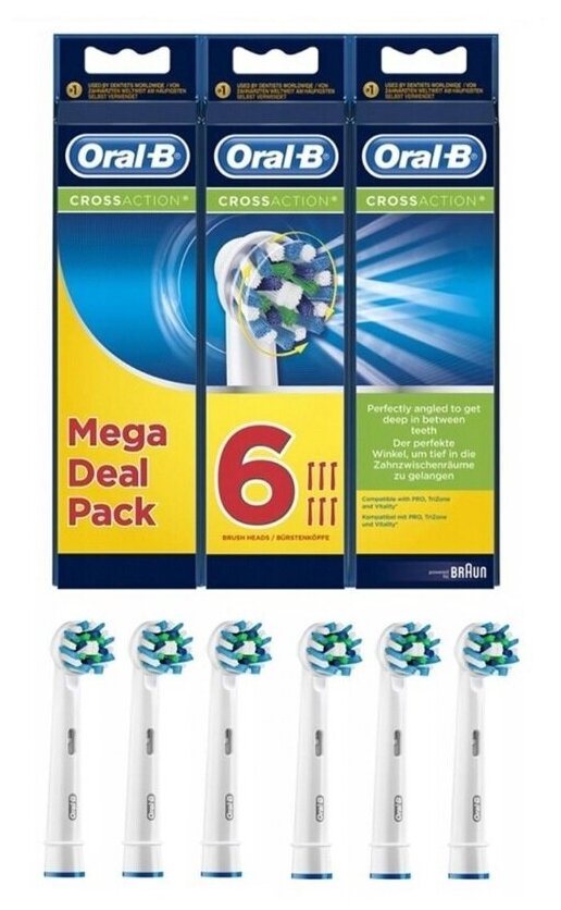 Насадки для зубной щетки ORAL-B CrossAction 6 (3x2) шт