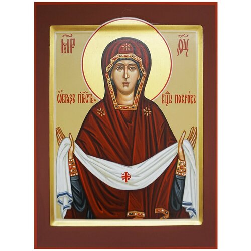 Рукописная икона "Покров Пресвятой Богородицы"