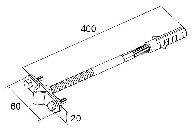 Держатель фасадный, L 400мм HZ EKF PROxima - фотография № 4