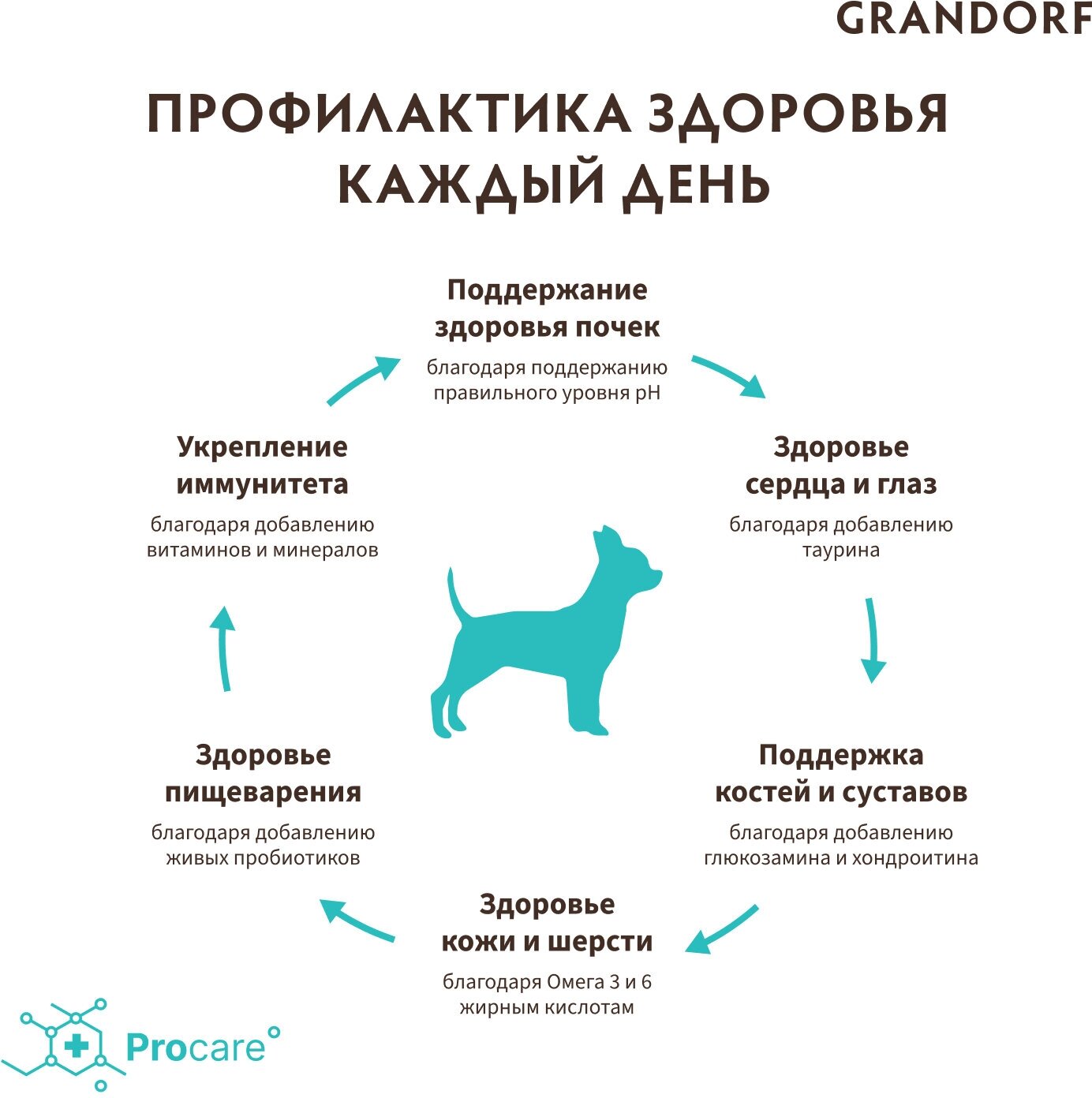 Корм сухой GRANDORF 4 Мяса для собак мини пород от 1 года.3 кг С пробиотиками, гипоаллергенный. - фотография № 13