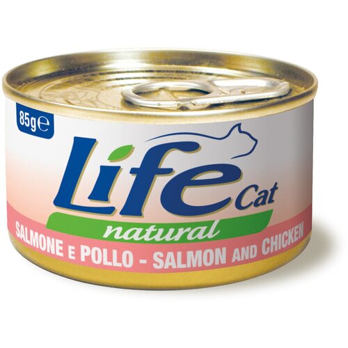 Lifecat salmon with chicken консервы для кошек лосось с курицей в бульоне 12шт х 85гр molina лакомство для кошек филе куриной грудки 200 г