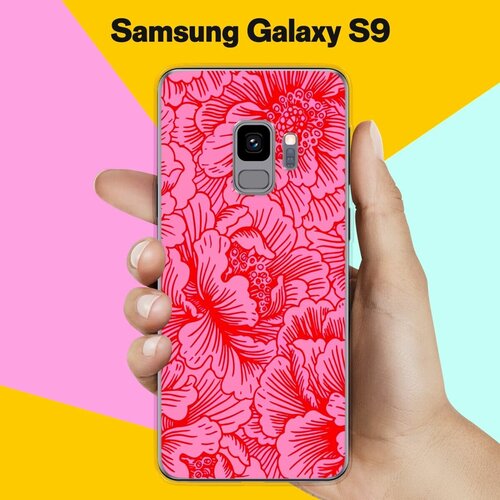 Силиконовый чехол на Samsung Galaxy S9 Цветы красные / для Самсунг Галакси С9 силиконовый чехол на samsung galaxy s9 самсунг галакси с9 фон соты красные