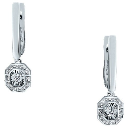 Серьги Костромской Алмазный Дом, белое золото, 585 проба, бриллиант, золотой, белый