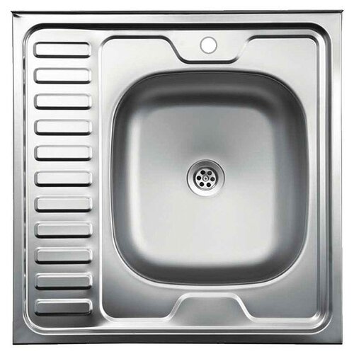 Мойка накладная Kromrus 60x60 см. (глубина 150 мм.) 0,6 мм, нержавеющая сталь 410, правая