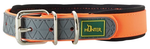 Hunter ошейник для собак Convenience Comfort 55 (42-50 см) / 2,5 см биотановый с мягкой горловиной оранжевый неон