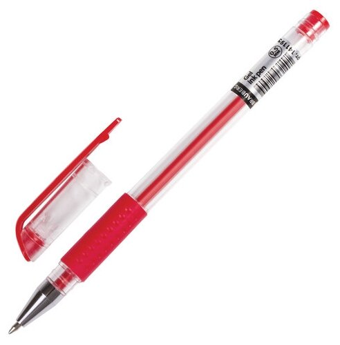 Ручка гелевая Brauberg Number One с грипом красная пишущий узел 0.5мм линия 0.35мм - фото №1