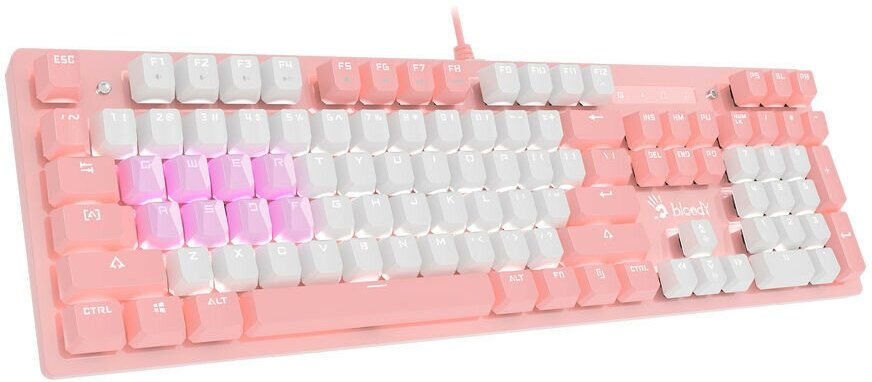 Клавиатура A4TECH Bloody B800 Dual Color, USB, розовый + белый [b800 pink] - фото №2