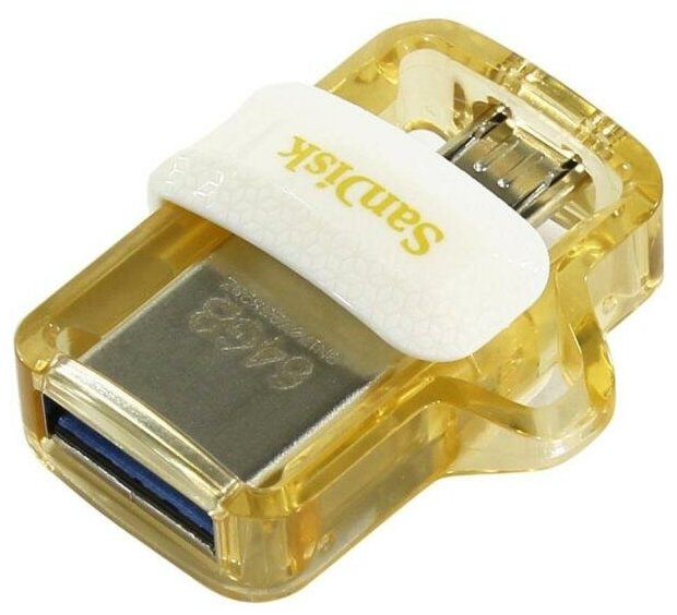 Флешка USB 64Gb SanDisk Ultra Dual SDDD3-064G-G46GW белый золотистый