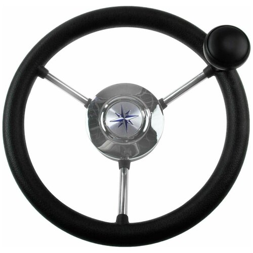 Рулевое колесо LIPARI обод черный, спицы серебряные д. 280 мм со спинером VN828050-01 штурвал lipari черный диаметр 280 мм со спинером vn828050 01