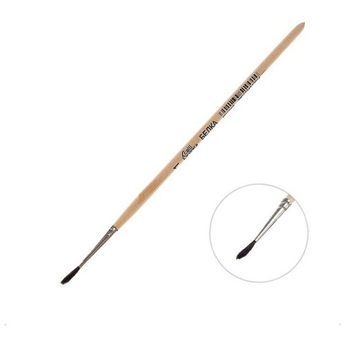 Кисть Белка круглая № 1 (диаметр обоймы 1 мм; длина волоса 10 мм), деревянная ручка,