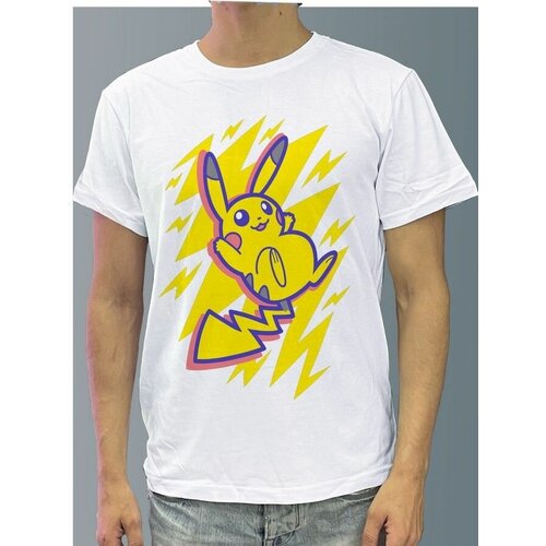 фото Футболка мужская белая из хлопка с dtf рисунком аниме pokemon - 984 будь на стиле