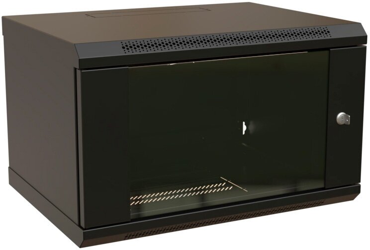 Шкаф коммутационный WRline (WR-TW-0945-GP-RAL9004) настенный 9U 600x450мм пер. дв. стекл 2 бок. пан. напра