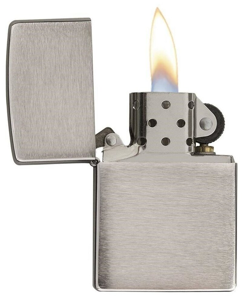 Зажигалка ZIPPO Classic с покрытием Brushed Chrome, латунь/сталь, серебристая, матовая, 38x13x57 мм № 200