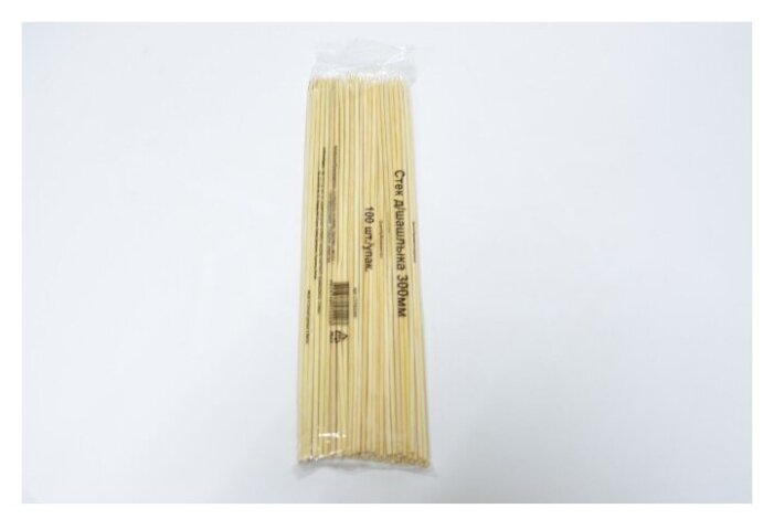 Деревянные шпажки (стеки/палочки) для шашлыка из бамбука 300мм, 100 шт/уп