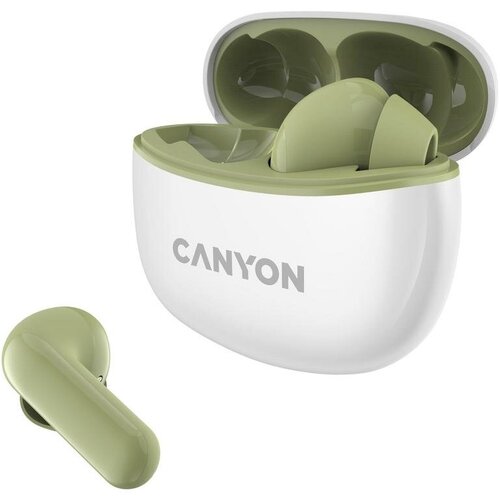 Наушники Canyon CNS-TWS5GR беспроводные, вкладыши, с микрофоном, TWS, Bluetooth, зеленый