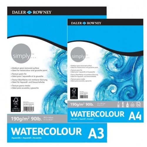 Daler Rowney Альбом для акварели Daler Rowney Simply, 190 г/м2 12 листов А3 daler rowney скетчбук simply 100 г м2 110 листов 10х15см