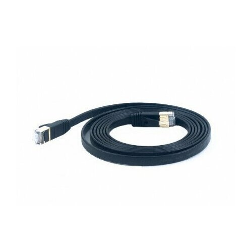 Патч-корд F/FTP CAT7 KS-is KS-344-2 RJ-45 кабель AWG27 плоский - 2 метра чёрный