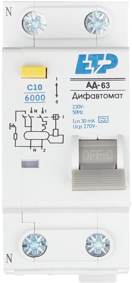 Автомат дифференциальный ETP АД-12 (19012) 16А 30 мА 1P+N тип АС 45 кА компактный