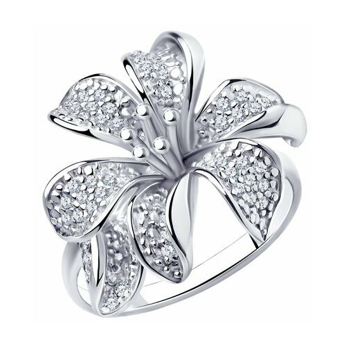 фото Серебряное кольцо sokolov 94010675 с фианитом, размер 18 diamant-online