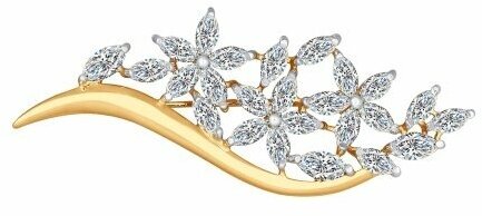 Брошь Diamant online, серебро, 925 проба, золочение, фианит