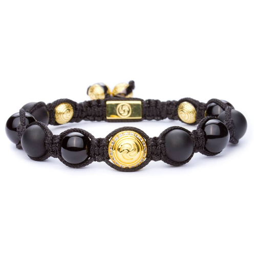 браслет шамбала karma jewels bg 02 Плетеный браслет Karma Jewels, шунгит, 1 шт., размер 21 см, размер XL, золотистый, черный